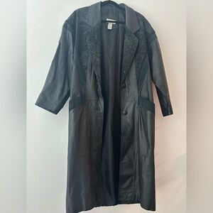 Vintage 80’s Black Leather Jacket - Trench Coat